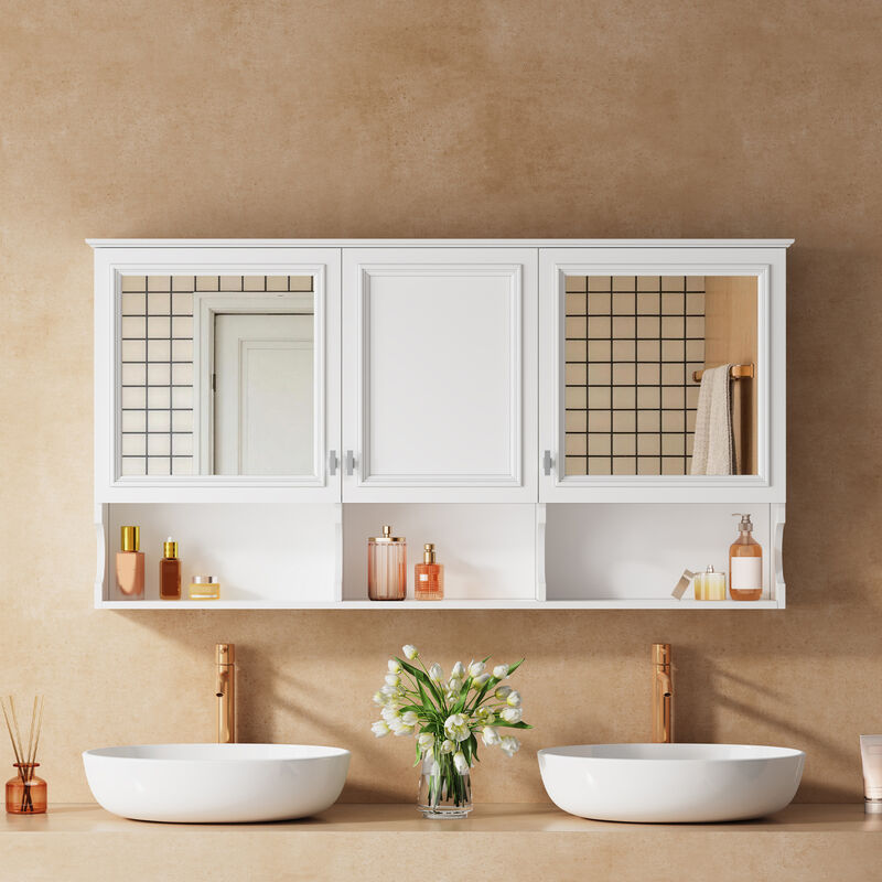 ELEMENT ACE Elegant Wall Mounted Medicine Cabinet with Adjustable Shelves and Hidden Storage image number 4