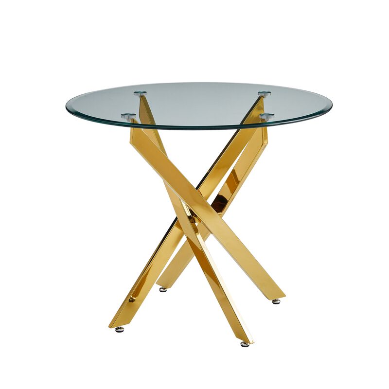 35.43 inches Modern Round Glass Table with Silver Frame image number 0