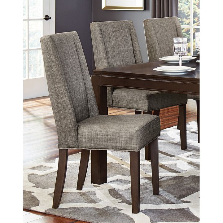 Contemporary Design Dark Brown Finish Dining Chairs Set of 2pc Fabric Upholstered Dining Room Furniture