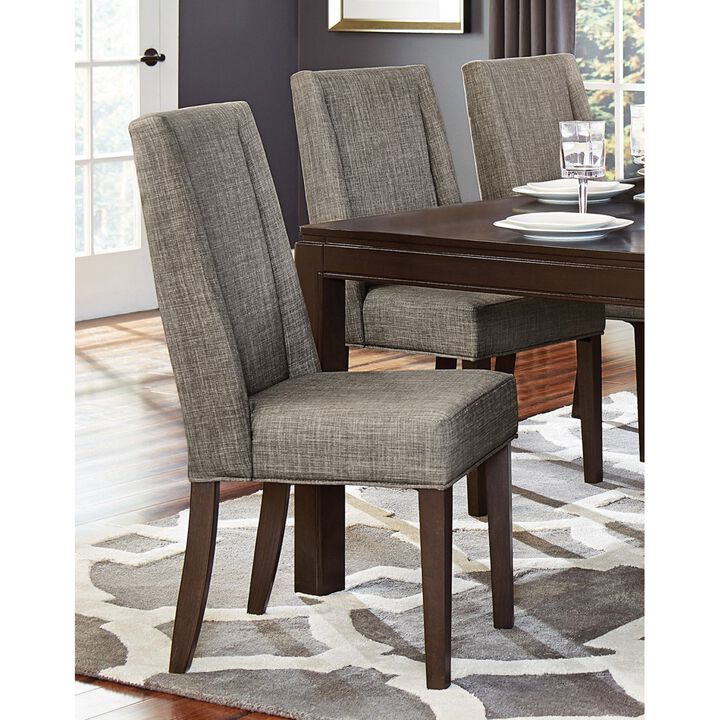 Streamdale Set of 2 Dark Brown Dining Chairs with Fabric Upholstery