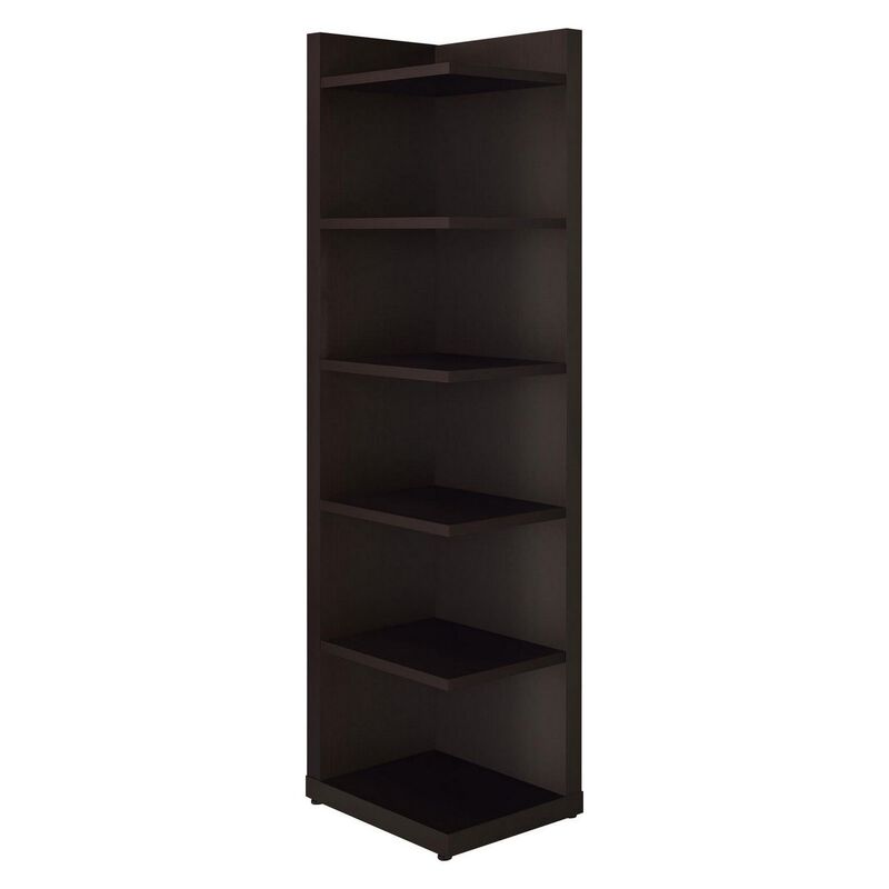 Radiant Brown Wooden Corner Bookcase