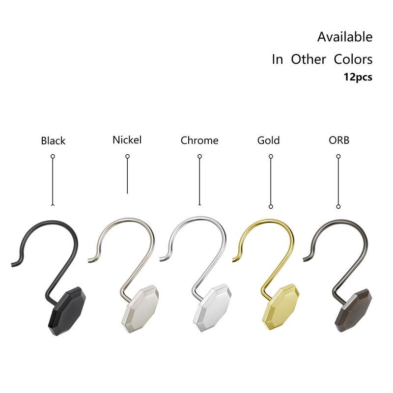 Zinc Shower Curtain Hooks, Set of 12 image number 9