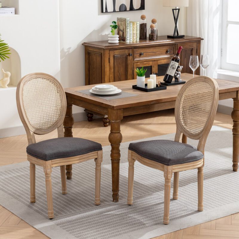 Streamdale Antique Gray Rattan Dining Chair, Set of 2 image number 1