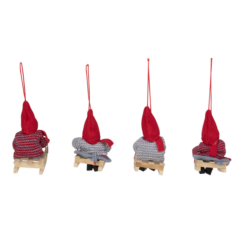 Set of 4 Holiday Kids on Sleds Christmas Ornaments 4" image number 2