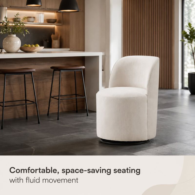 GOODSILO 360 Degree Swivel Armless Upholstered Accent Chair, Drum Seating for Dining, Bedroom, Living Room, Vanity, Small Spaces image number 4
