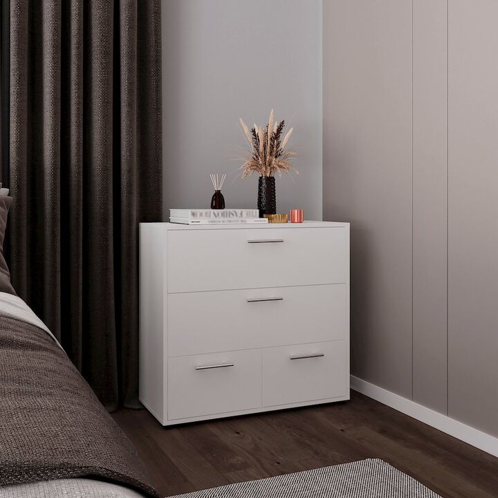 Tuhome Alpine Wide Four Drawer Dresser, Bedroom Storage, White