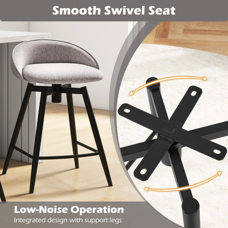 Comfortable Upholstered Bar Stools with Backrest and Footrest, Set of 2