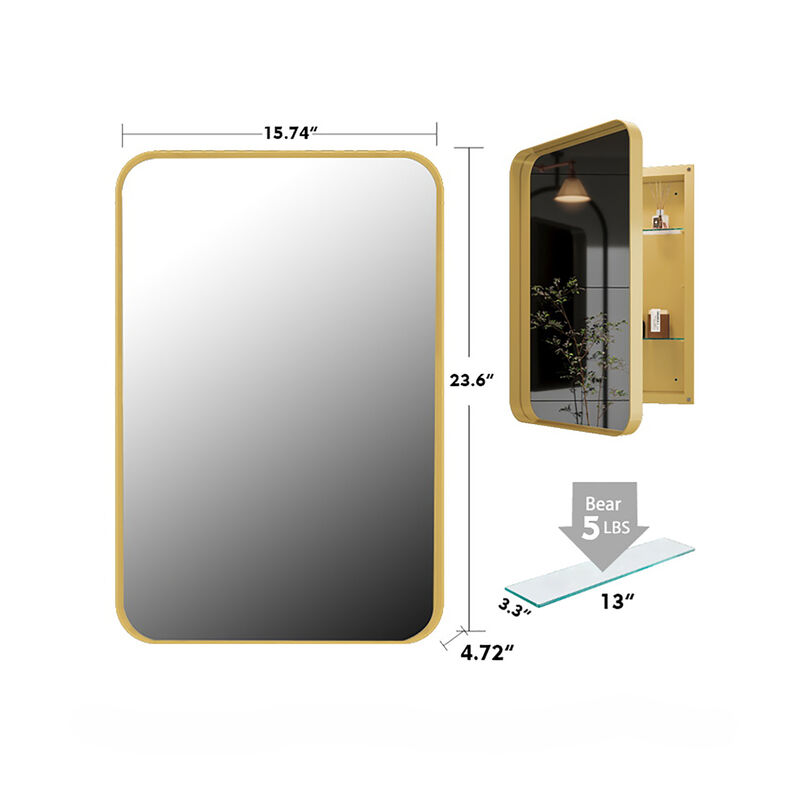 ELEMENT ACE Recessed Medicine Cabinet with Adjustable Shelves and Mirror image number 7