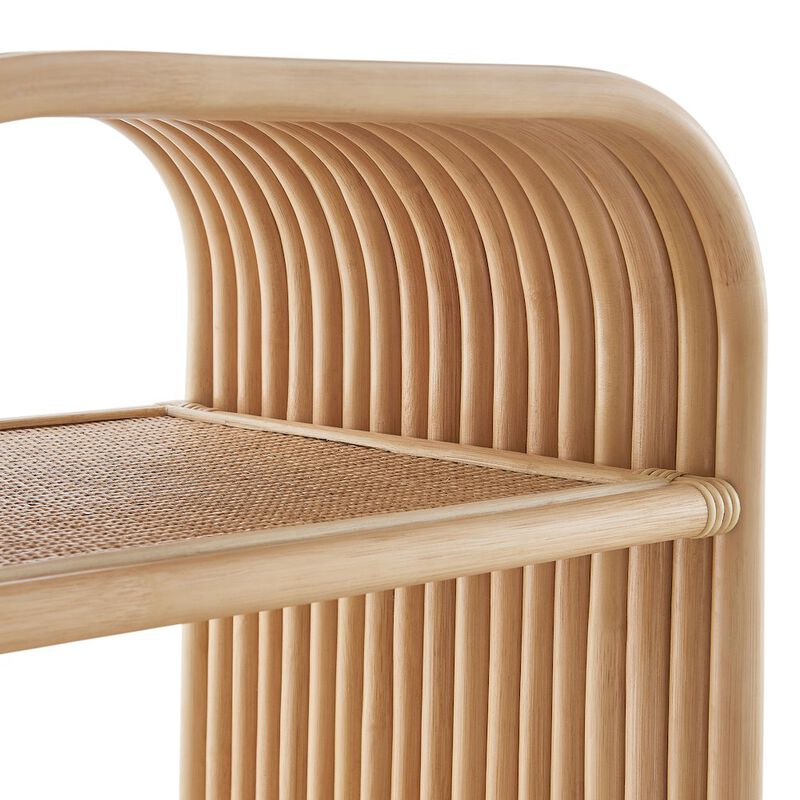 Eve Curved Natural Rattan Side Table image number 5