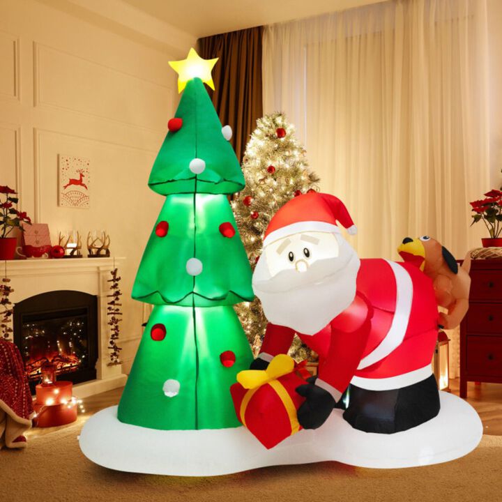 7 Feet Blowup Christmas Tree with Santa Claus Chased by Dog