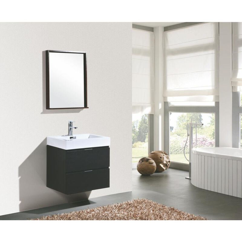 Kubebath Bliss 24 Black Wall Mount Modern Bathroom Vanity