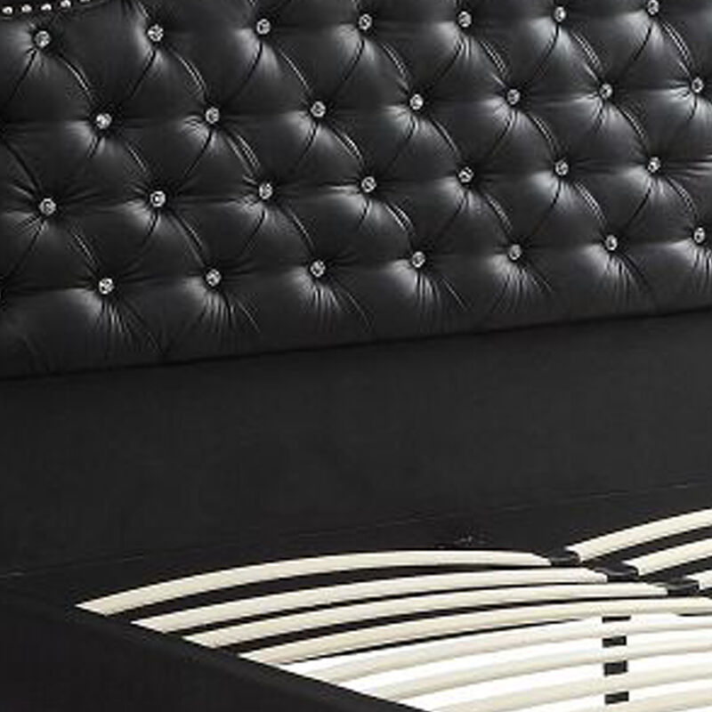 Magnificent Faux Leather Upholstered Queen Size Bed Black - Benzara