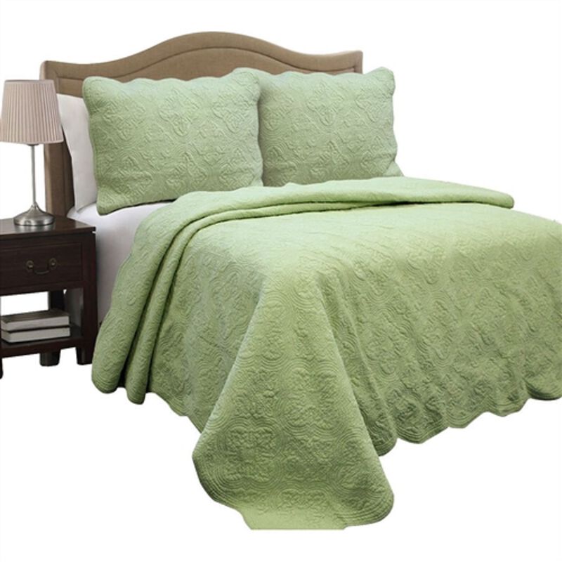 Elegant Cotton Quilt Bedspread with Scalloped Edges, Breathable and Cozy Bedding for All Seasons