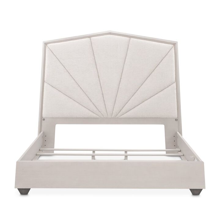 Michael Amini Fantosini King Tufted Panel Bed - Silver Mist