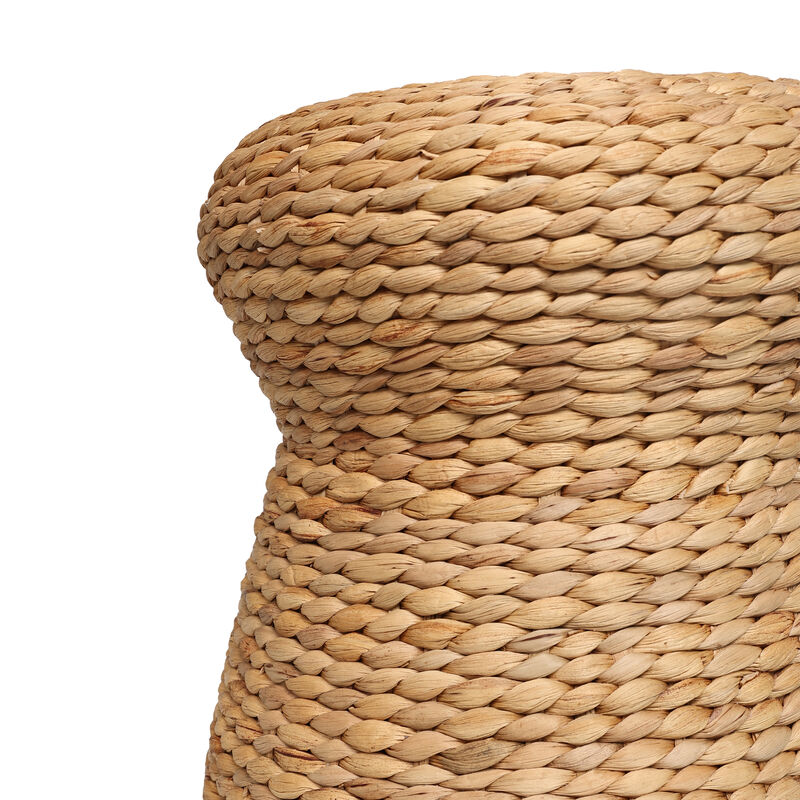 Alberto 18.5" Modern Bohemian Hand-Woven Hyacinth Mushroom Stool