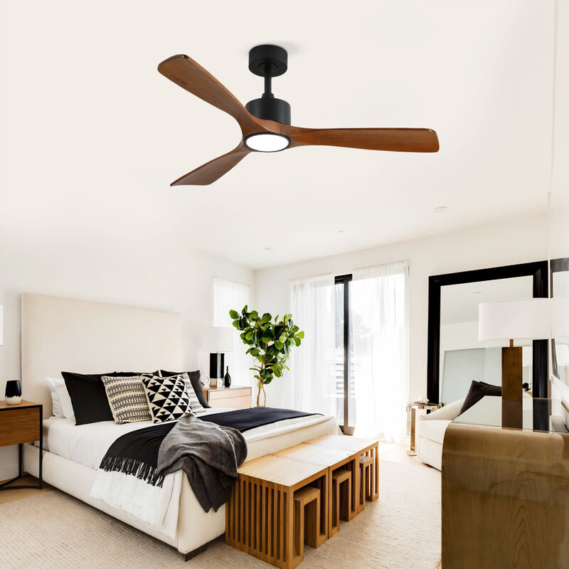 ELEMENT ACE 52 Inch 3 Rod Ceiling Fan with Dimmable LED Light Kit, 6 Speed Reversible Quiet DC Motor, Remote Control for Patio Living Room Bedroom Office Indoor Use image number 4
