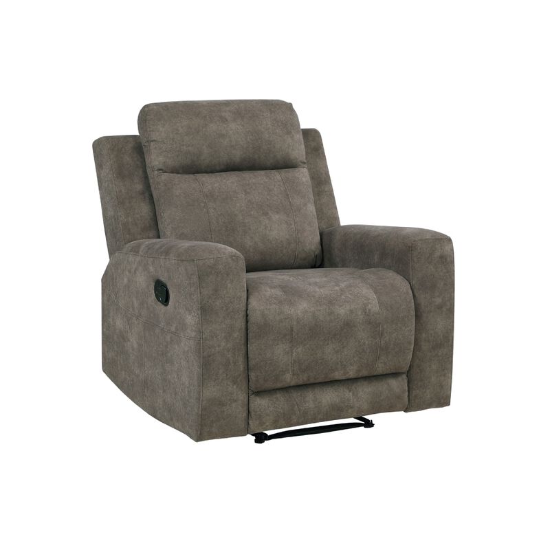 Diti Manual Pull Tab Reclining Chair, Brown Stain Resistant Microfiber image number 0