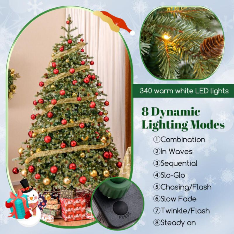 Hivvago Christmas Tree with Warm White LED Lights and Pine Cones