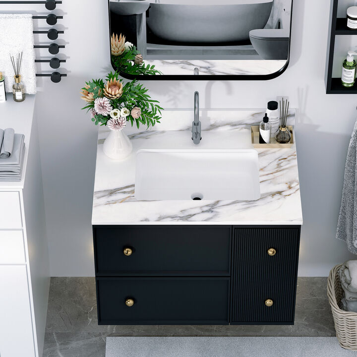 ELEMENT ACE Premium Sintered Stone Bathroom Vanity Top with Integrated Ceramic Sink