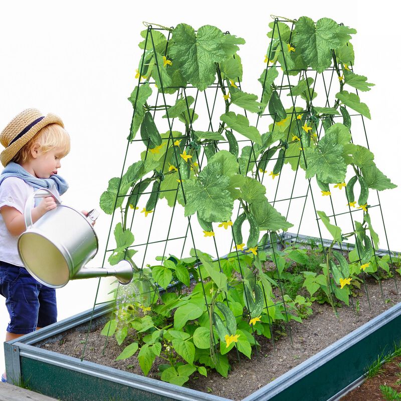 Garden Trellis A-Frame Design &ndash; Foldable Metal Structure for Cucumbers, Beans, and Vertical Plant Support Outdoors