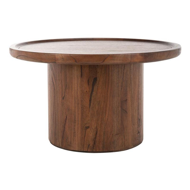 Safavieh Devin Round Pedestal Coffee Table, Dark Brown