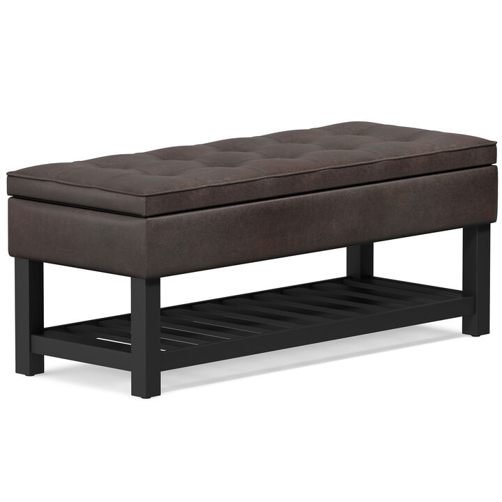Simpli Home Cosmopolitan Storage Ottoman Bench with Open Bottom