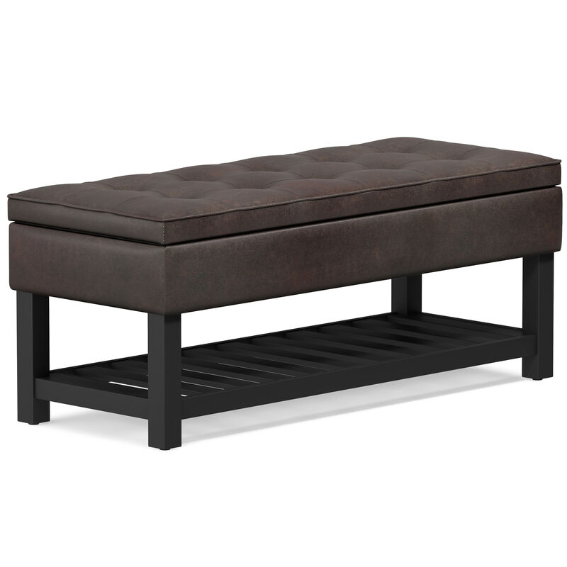 Simpli Home Cosmopolitan Storage Ottoman Bench with Open Bottom image number 0