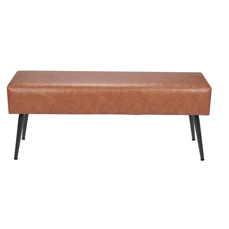 PU Leather Bedroom Bench with Legs, Upholstered Shoe Bench for Entryway and Hallway Seating-Brown image number 0