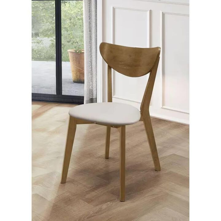 Hivvago Set of 2 - Mid-Century Modern Wood Dining Chair with Faux Leather Seat