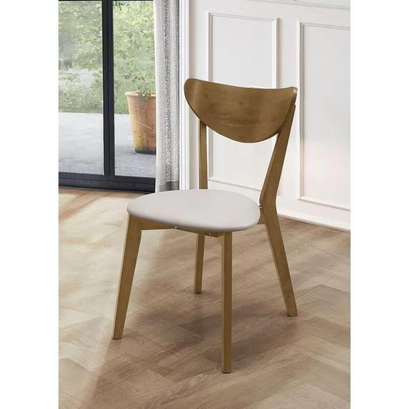 Hivvago Set of 2 - Mid-Century Modern Wood Dining Chair with Faux Leather Seat