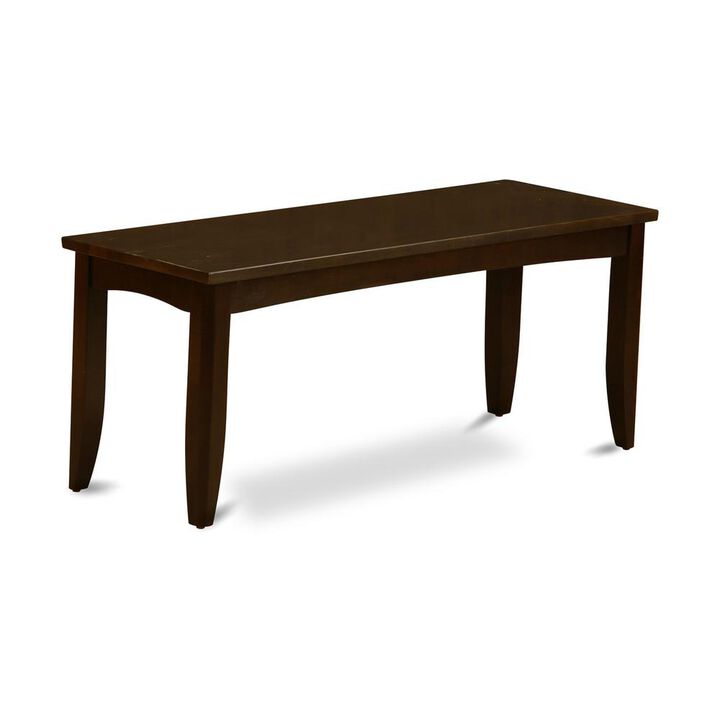 East West Furniture Parfait  Dining  Bench  with  Wood  Seat  in  Cappuccino  Finish.