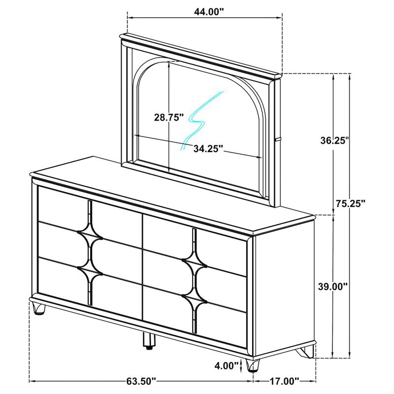 Coaster Co. of America Olivia 6-drawer Dresser and LED Mirror Pearl White image number 1