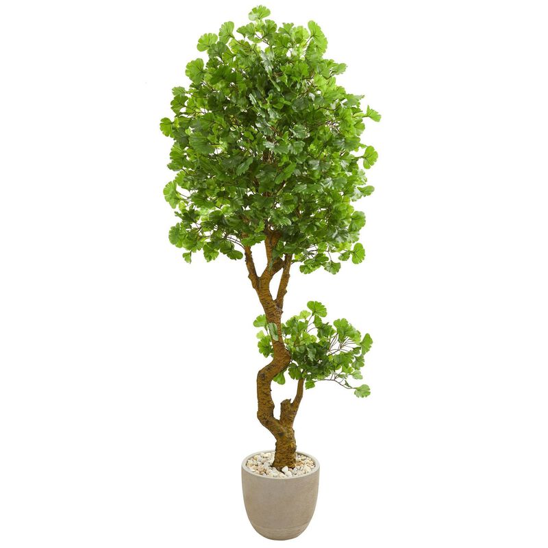 Nearly Natural 6.5-in Jingo Tree in Planter UV Resistant (Indoor/Outdoor)