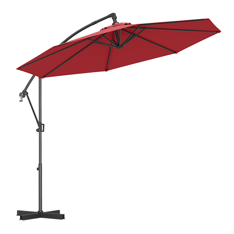Offset Hanging Patio Umbrella with Base – Infinite Tilt Cantilever Design