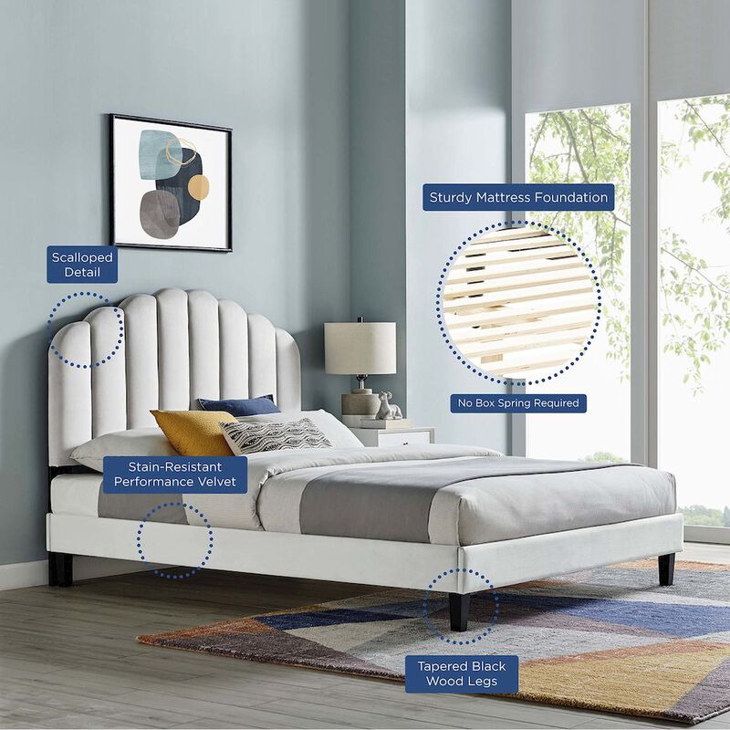 Daisy Performance Velvet Full Platform Bed image number 6