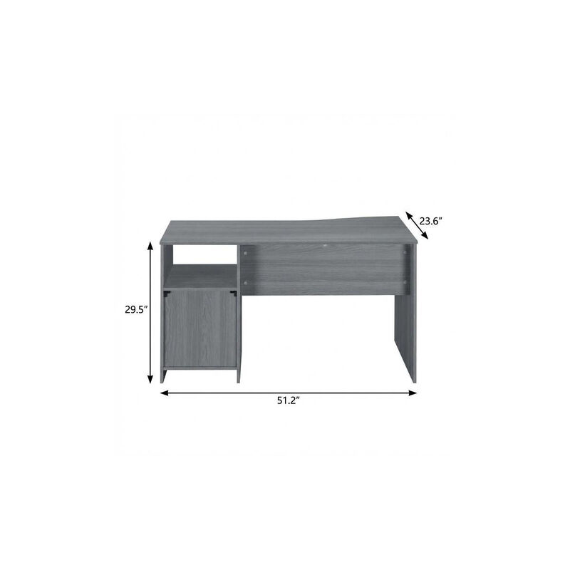 HomeRoots 51" Gray Wood Pedestal Computer Desk With Three Drawers image number 5