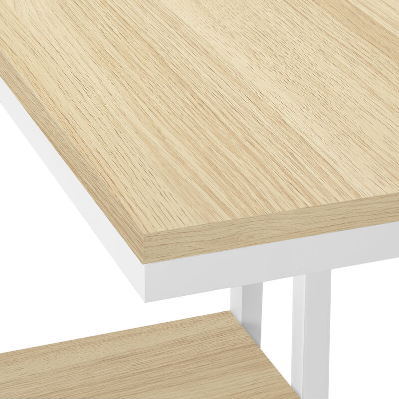 Monarch Specialties I 3677 Accent Table, C-shaped, End, Side, Snack, Living Room, Bedroom, Metal, Laminate, Natural, White, Contemporary, Modern