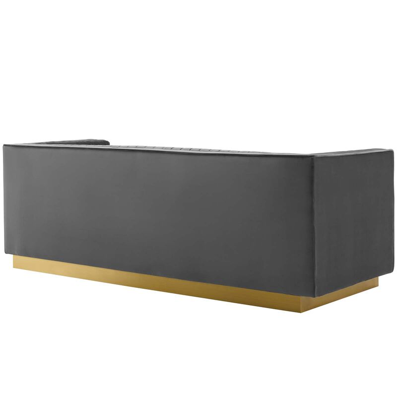 Vertical Channel Tufted Upholstered Performance Velvet Sofa and Armchair Set image number 3