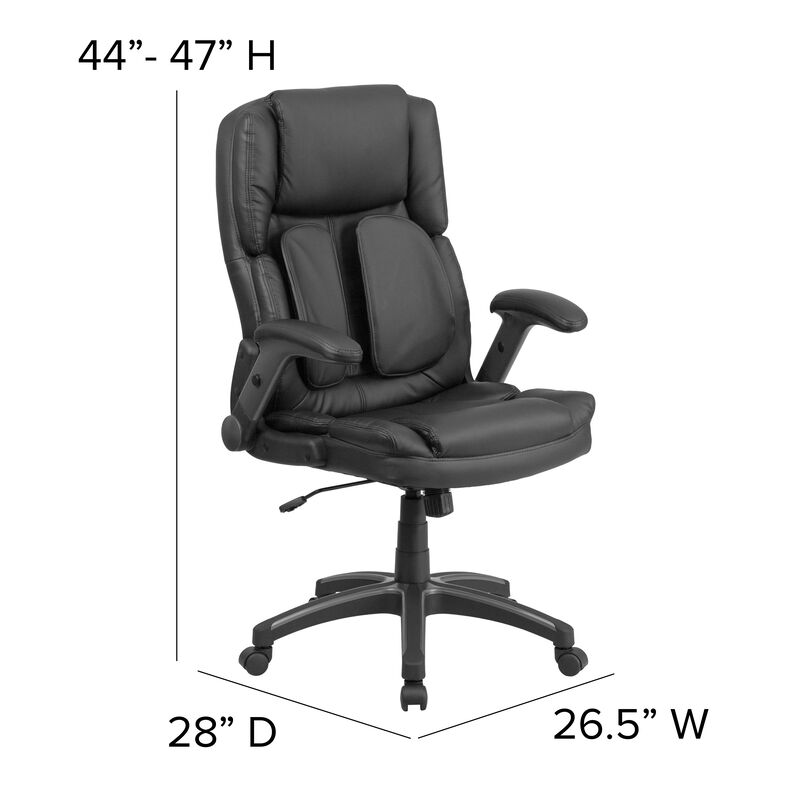 Flash Furniture Extreme Comfort High Back Black Executive Swivel Office Chair with Flip-Up Arms image number 4
