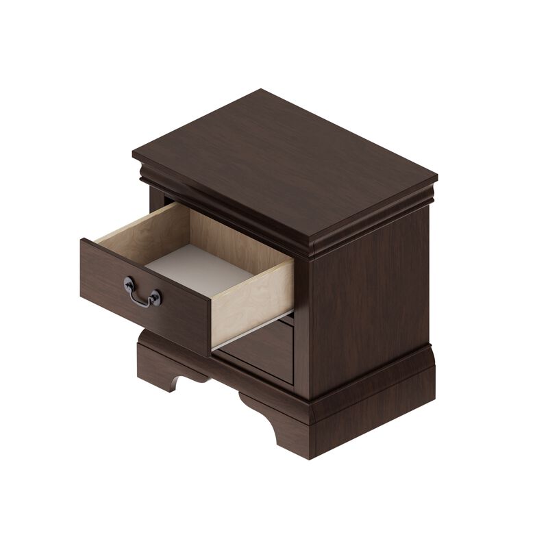 22" Assembled Classic Wooden Nightstand 2-Drawer Antique Pulls image number 4