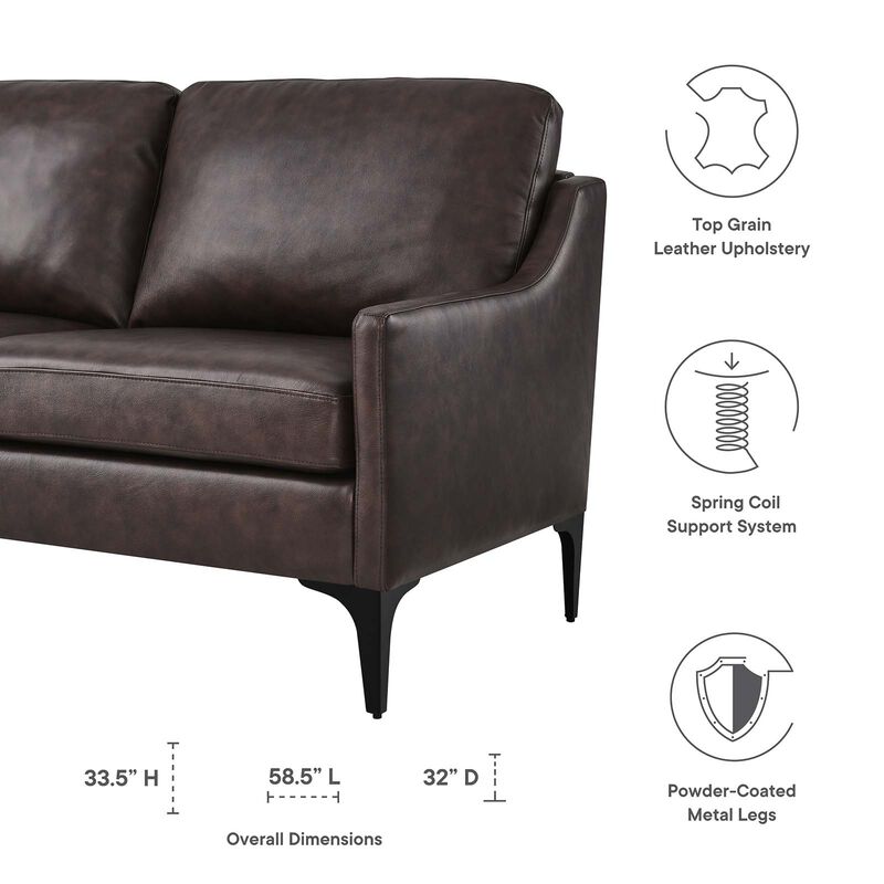 Corland Leather Loveseat Brown