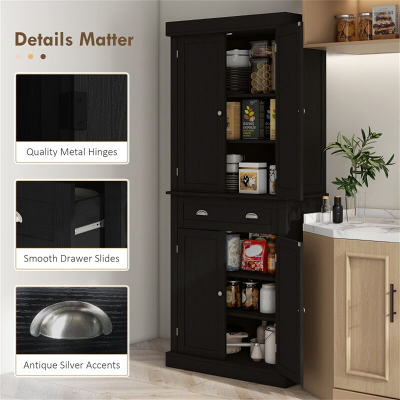 Tall Kitchen Storage Cabinet with Multiple Shelves and Drawers, Ideal for Home or Apartment image number 6