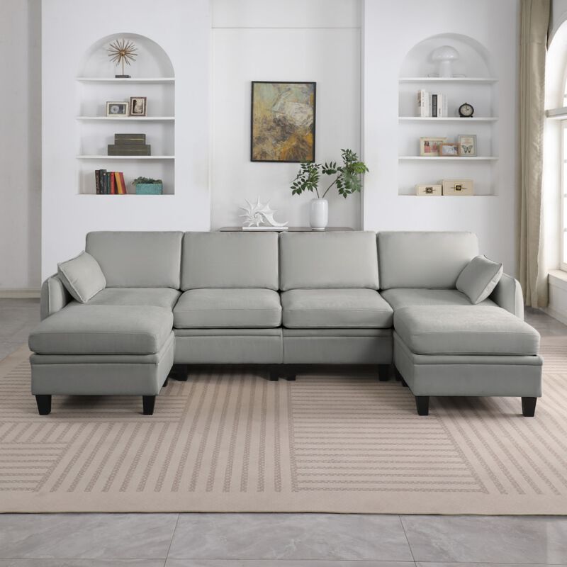 Degvex Chenille Modular U‑Shaped Sectional Sofa image number 2