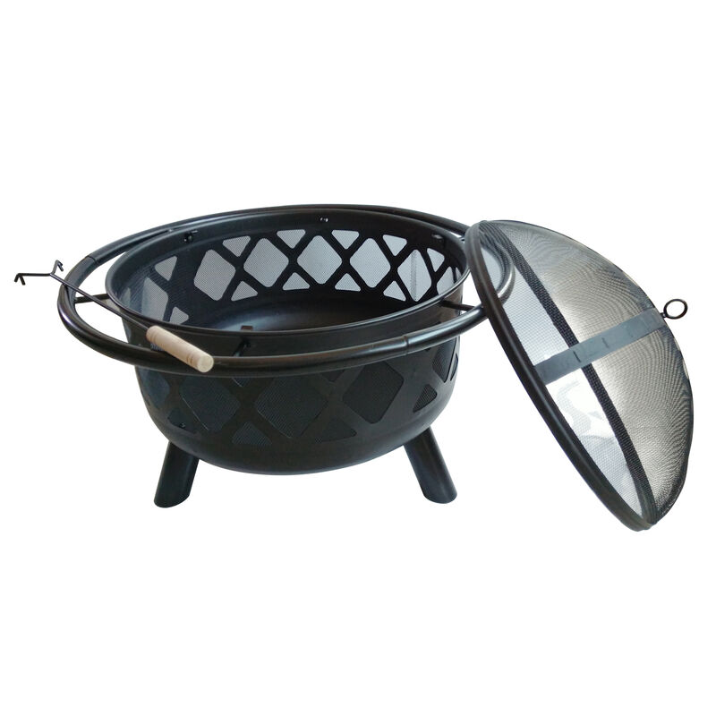 Wood Burning Fire Pit with Accessories, Black image number 7