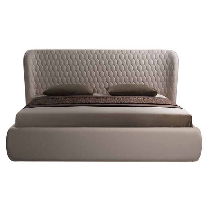 Casabianca Home Agoura King Storage Bed In Taupe Pu Leather