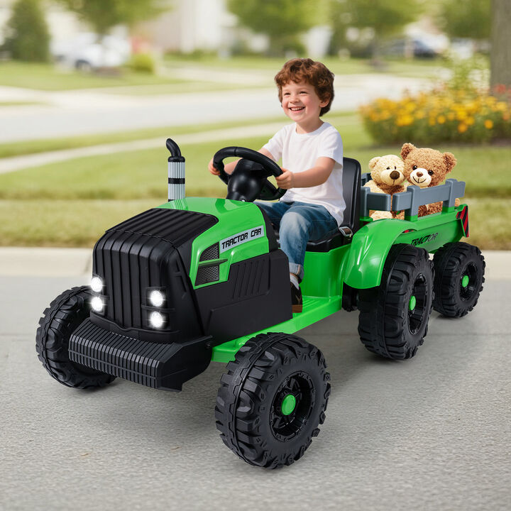 Kids 24V Ride On Tractor Electric Vehicle with Trailer and Remote Control