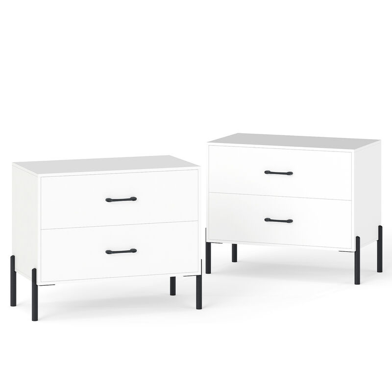 Set of 2 Modern Wooden Nightstands with 2 Drawers for Bedroom Storage image number 0