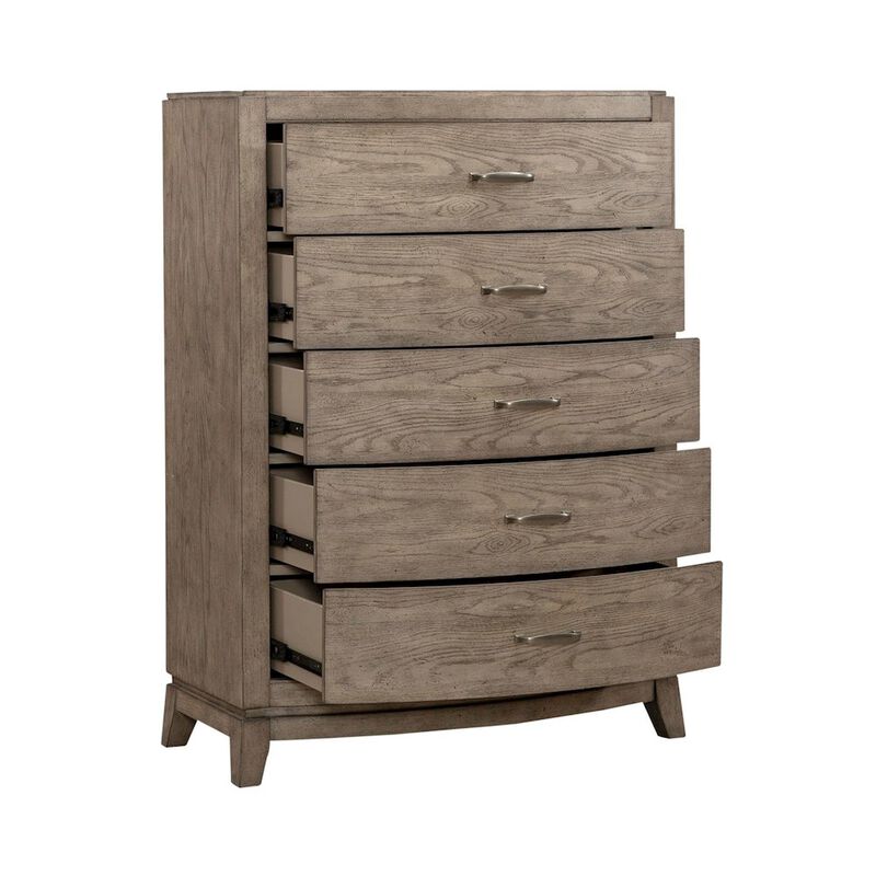 Liberty Furniture Avalon 5 Drawer Chest for Bedroom - Burnished Beige Oak Wood image number 5