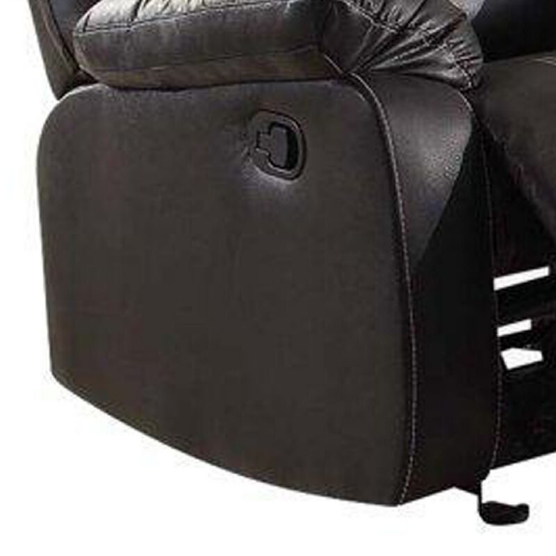 Metal and Leatherette Rocker Recliner with Cushioned Armrests, Black-Benzara