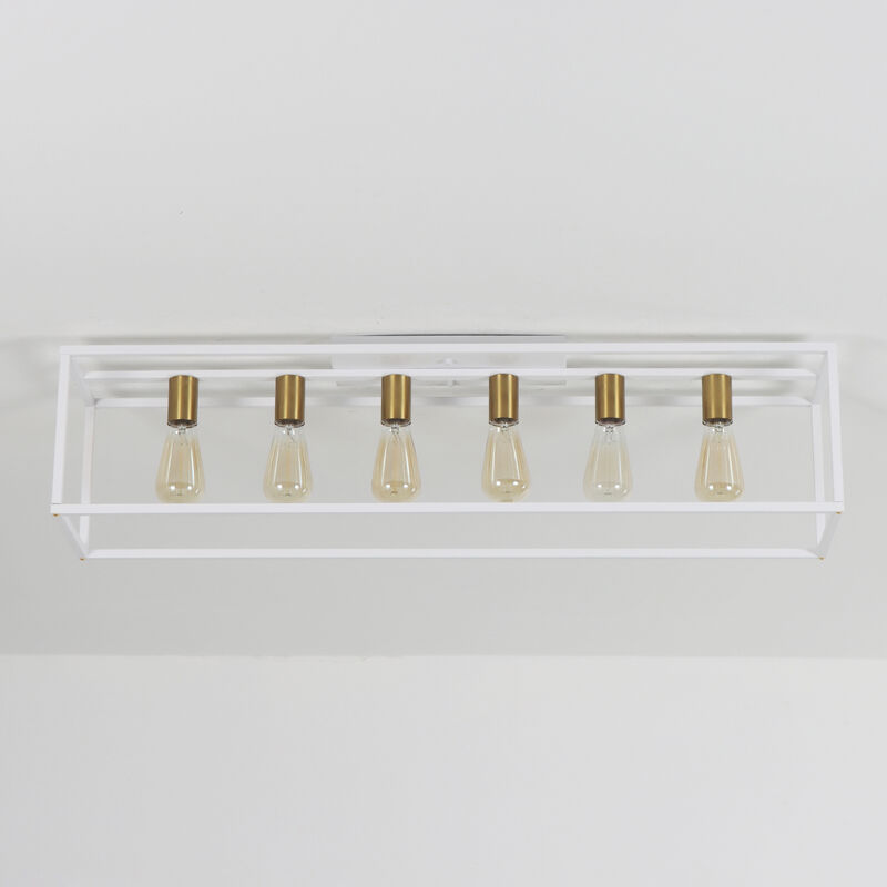 6 Lights Farmhouse Flush Mount Light for Low Ceiling Kitchen Island Style image number 4